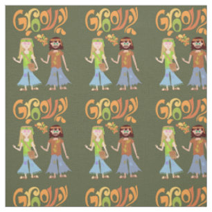Tecknaden Groovy Illustrated Seventies känns Tyg