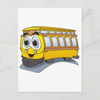 Tecknaden gult Trolley Vykort