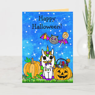 Tecknaden Happy halloween Unicorn för barn Kort