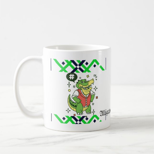 Tecknaden Hipster Gator - Trendig Alligator Art Mu Kaffemugg (Vänster)