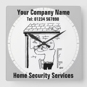 Tecknaden Home Security Services Fyrkantig Klocka