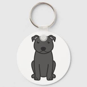 Tecknaden Hund av Stafford Bull Terrier Nyckelring