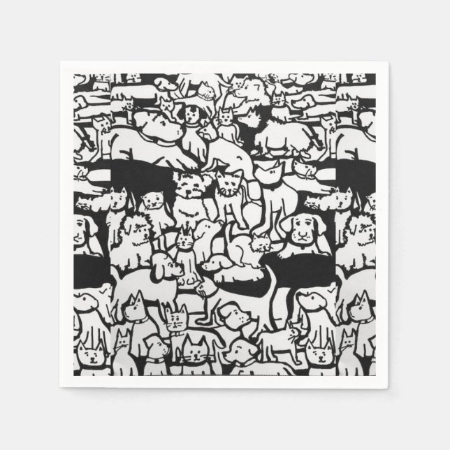 Tecknaden hundar och katter" Pappra blöjor Pappersservett (Framsidan)