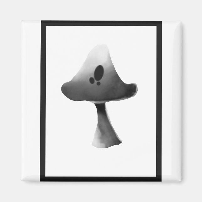Tecknaden Illustration av svart och vitt svamp Magnet (Framsidan)