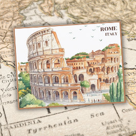 Tecknaden Italien Colosseum Travel Art Vykort