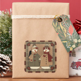 Tecknaden Jul Snögubbe Helgdag-dekal Fyrkantigt Klistermärke