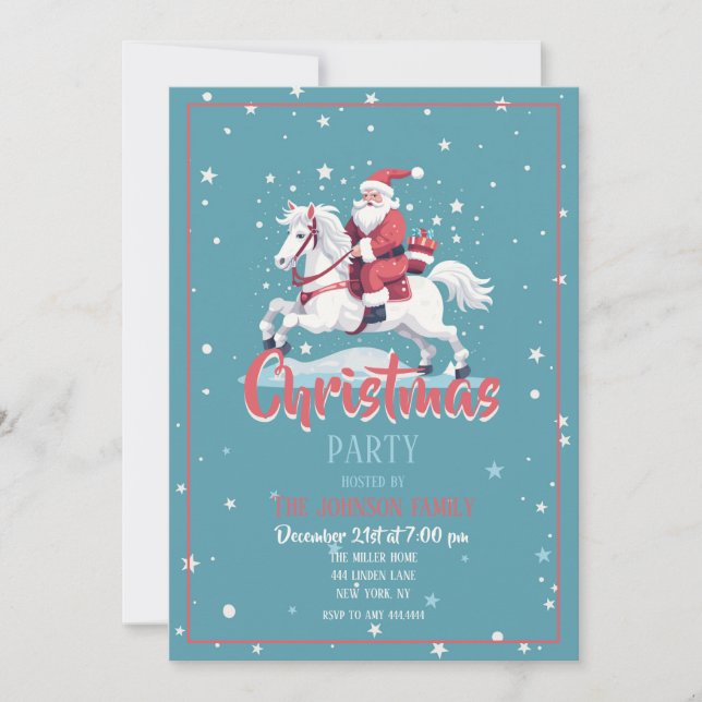 Tecknaden Jultomten och Horse Jul Inbjudningar (Framsida)
