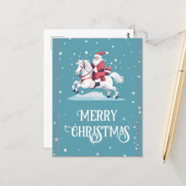 Tecknaden Jultomten och Horse Jul Vykort