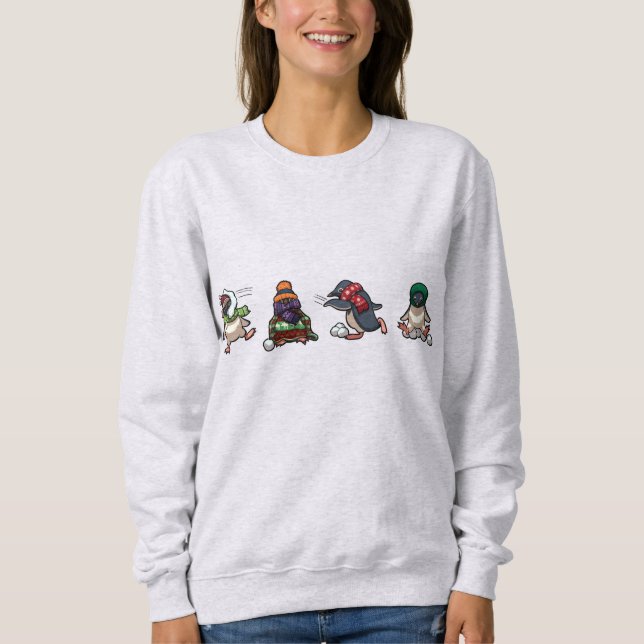 Tecknaden Julvinter Penguin Snowball Fight Tee Shirt (Framsida)