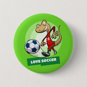 Tecknaden Kärlek Soccer Cute Gecko Funny Soccer Pl Knapp