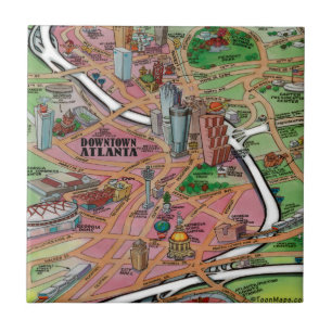Tecknaden Karta i centrala Atlanta Kakelplatta