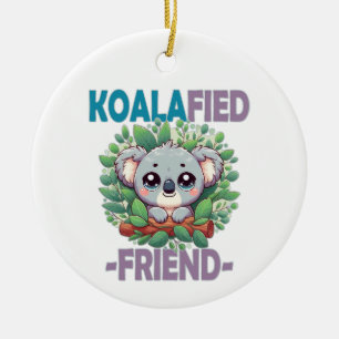 Tecknaden Koalafied Friend lustig pun Cute baby Ko Julgransprydnad Keramik