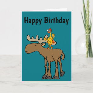 Tecknaden Lättblommig Rubber Chicken Riding Moose Kort