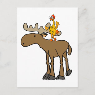 Tecknaden Lättblommig Rubber Chicken Riding Moose Vykort