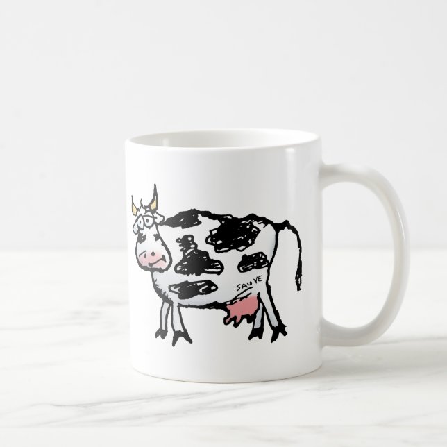 Tecknaden Ljussken och vit kå Kaffemugg (Höger)