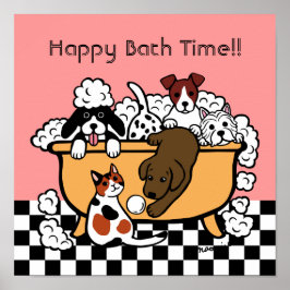 Tecknaden lycklig Bath Time Chocolate Labrador Pos Poster