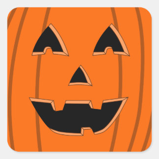Tecknaden lycklig Jack o lantern Ansikte Fyrkantigt Klistermärke