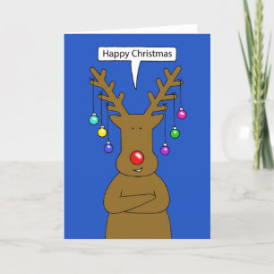 Tecknaden lycklig Jul Talking Reindeer Helgkort