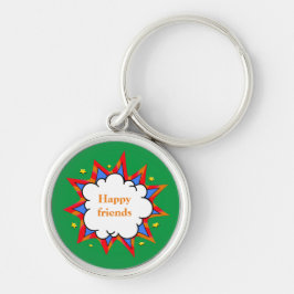 tecknaden Lycklig kompisar Rund Silverfärgad Nyckelring
