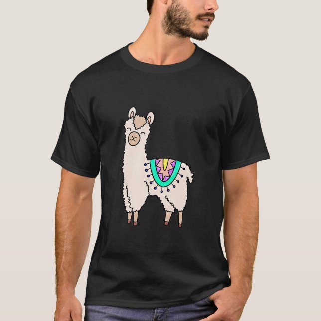 tecknaden lycklig llama Alaca i teckning T Shirt (Framsida)