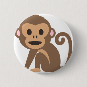 Tecknaden Lycklig Monkey Knapp