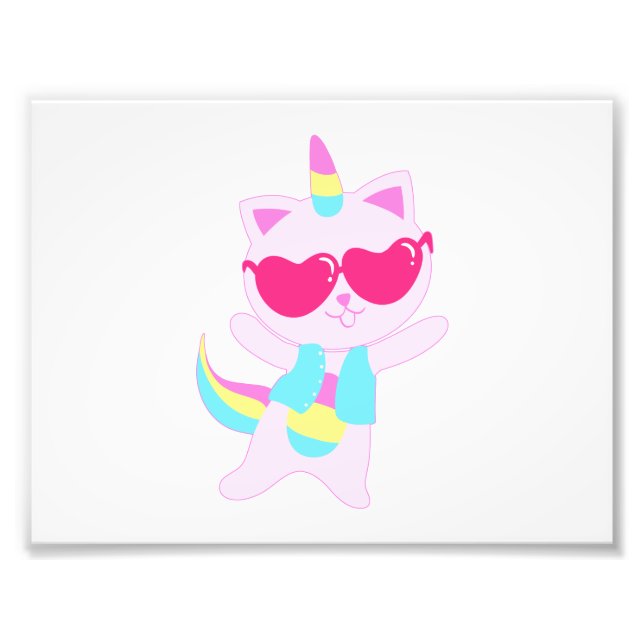 Tecknaden Magic Unicorn Cat - Välj tillbaka färg Fototryck (Framsidan)