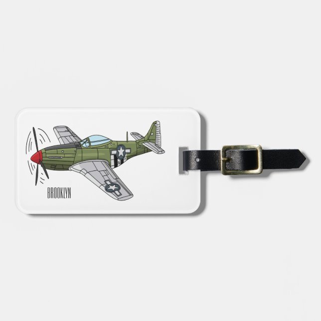 Tecknaden Militär flygplan Bagagebricka (Horisontell Framsida)