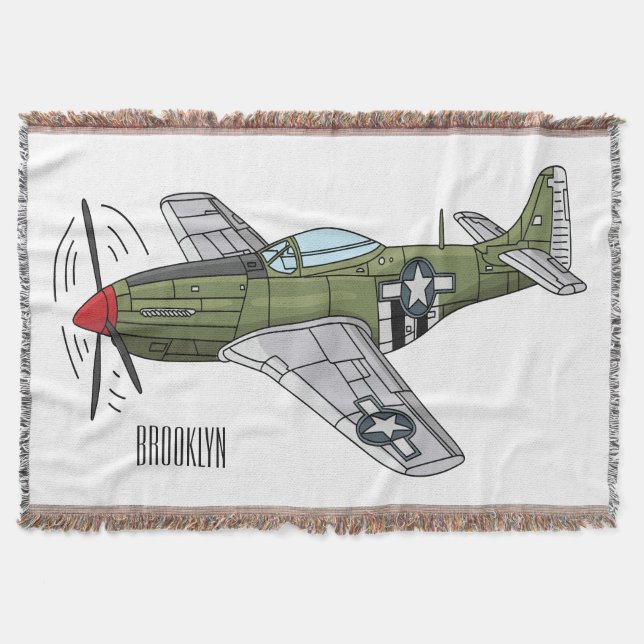 Tecknaden Militär flygplan Filt (Framsidan)
