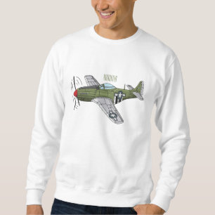 Tecknaden Militär flygplan Lång Ärmad Tröja