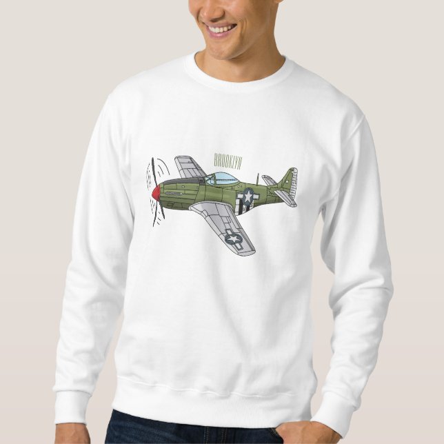 Tecknaden Militär flygplan Lång Ärmad Tröja (Framsida)
