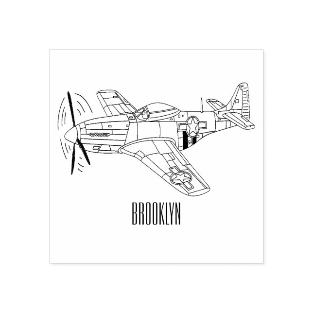 Tecknaden Militär flygplan Stämpel (Tryck)
