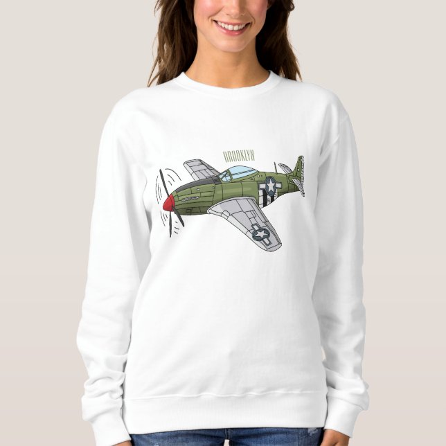 Tecknaden Militär flygplan T Shirt (Framsida)