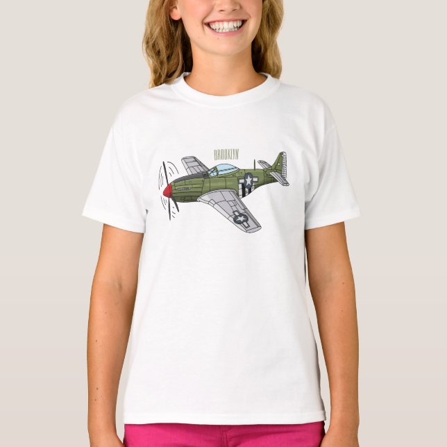 Tecknaden Militär flygplan T Shirt (Framsida)