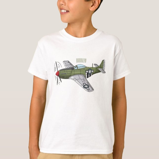 Tecknaden Militär flygplan T Shirt (Framsida)