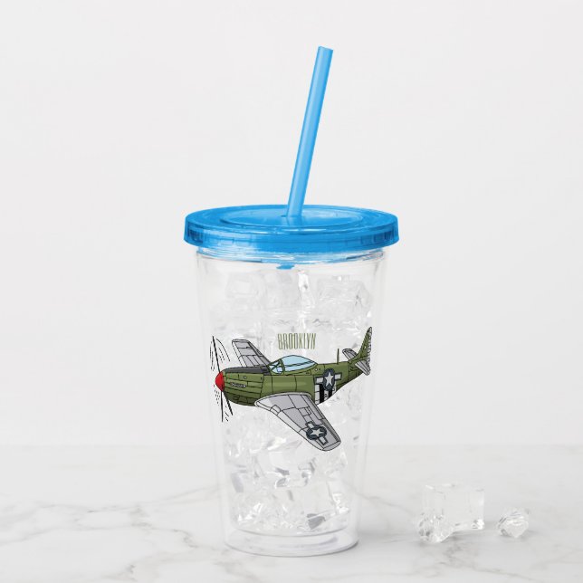 Tecknaden Militär flygplan Take Away Mugg (Baksida Ice)
