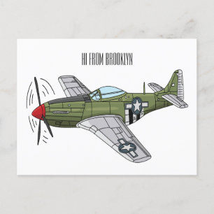 Tecknaden Militär flygplan Vykort