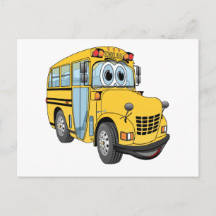 Tecknaden Mini School Buss Vykort