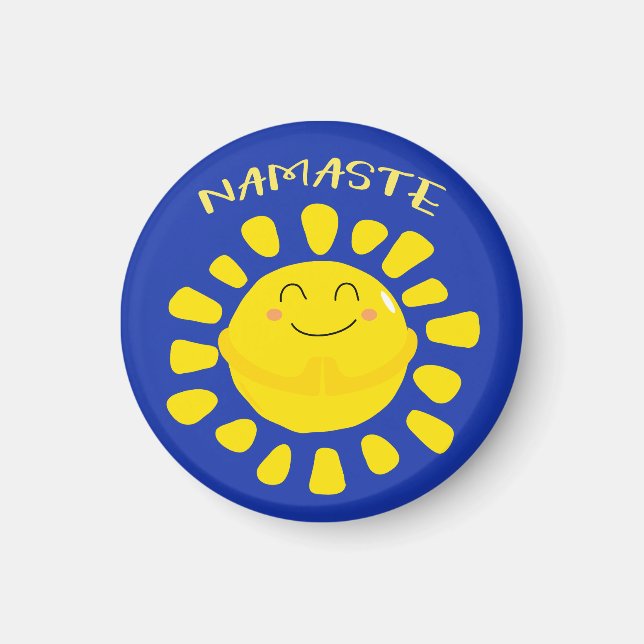 Tecknaden Namaste Cute Praying Sol Magnet (Framsidan)