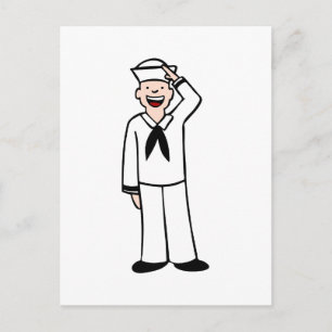 Tecknaden Navy Uniform Man Vykort
