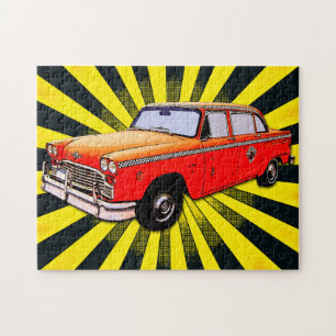 Tecknaden New York City Taxi Cab Pussel