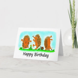 Tecknaden om födelsedagen Dancing Hedgehogs Kort