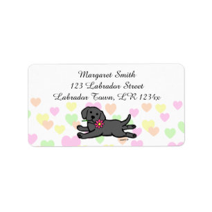 Tecknaden Onocent Black Labrador Puppy Adressetikett