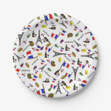 Tecknaden Paris Thned Fransk Papprare Party Tallri