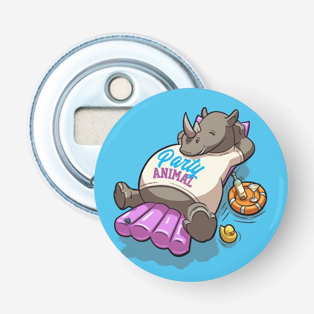 Tecknaden party Animal Rhino Inflatable Mattress Flasköppnare (Framsidan)