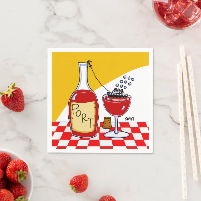 Tecknaden Party i Vin Tasting Pappersservett (Insitu)