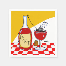 Tecknaden Party i Vin Tasting Pappersservett