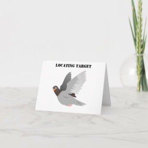 Tecknaden Pigeon, "Locating Target" Bird Humor Kort