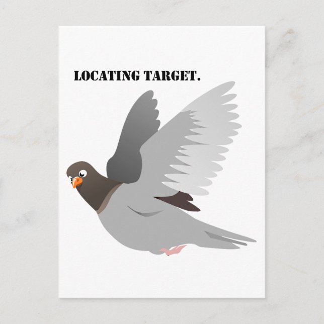 Tecknaden Pigeon, "Locating Target" Bird Humor Vykort (Framsida)