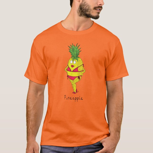 Tecknaden Pineapple Pin-Up Girl T Shirt (Framsida)