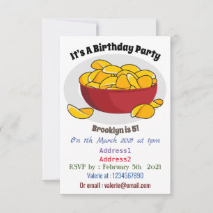 Tecknaden Potato chip illustration Inbjudningar